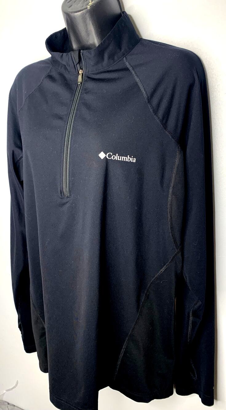 Columbia Women's XL Black 3/4 Zip Mock Neck Athletic Shirt Omni Heat